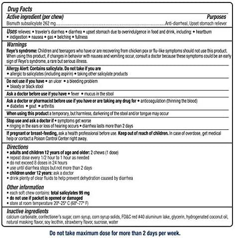 Kaopectate Soft Chews, Bismuth Subsalicylate, Anti-Diarrheal and Upset Stomach Reliever - 24 Count